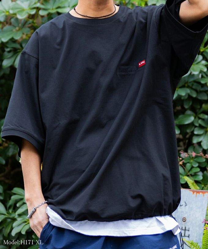 日本 Classical Elf - 純棉光澤感率性紅標抽繩T恤-卡其棕