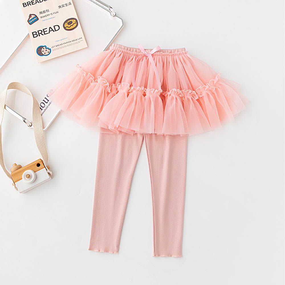 薄款紗裙內搭褲-甜心荷葉邊-粉色