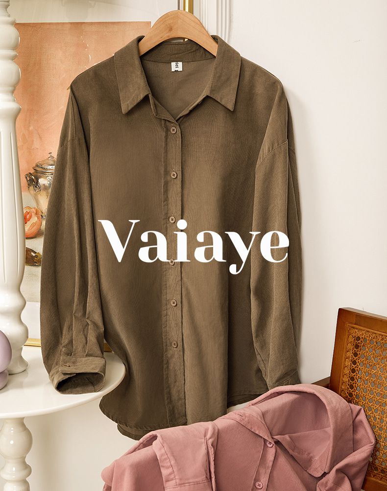 法式溫柔純色基礎長袖襯衫-咖啡色