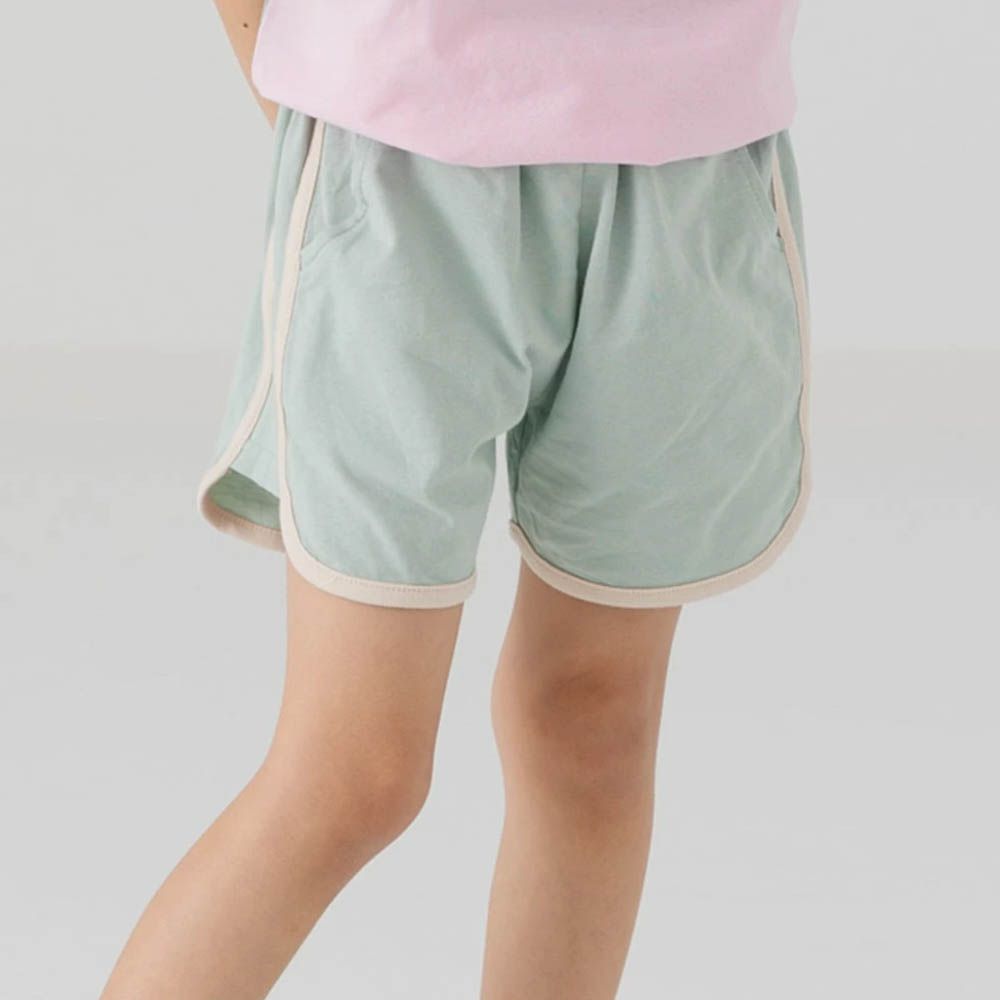 純棉運動風俏皮滾邊短褲-薄荷綠