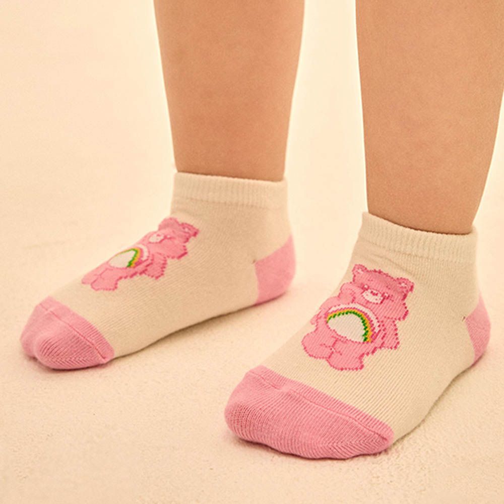 聯名款兒童腳底止滑短襪-米X粉-一雙