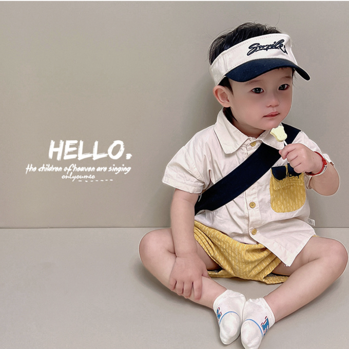 love, charlotte - 卡通小熊條紋字母網眼隱形棉襪-5 雙一組