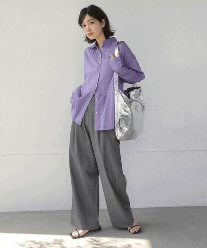日本 Bab - 100%印度棉 柔軟輕盈寬版襯衫-薰衣草