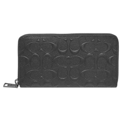 COACH - 浮雕滿版LOGO皮革長夾 (黑)