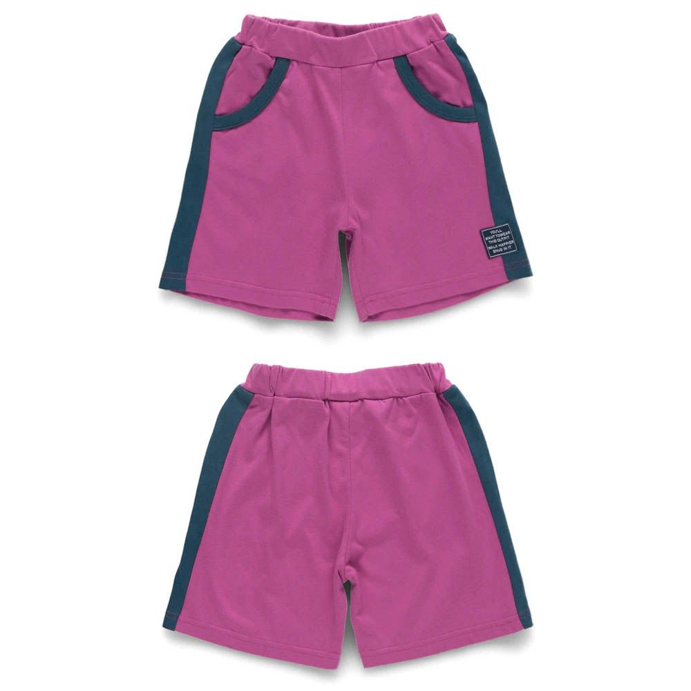 接觸涼感 側邊撞色休閒短褲-粉紫