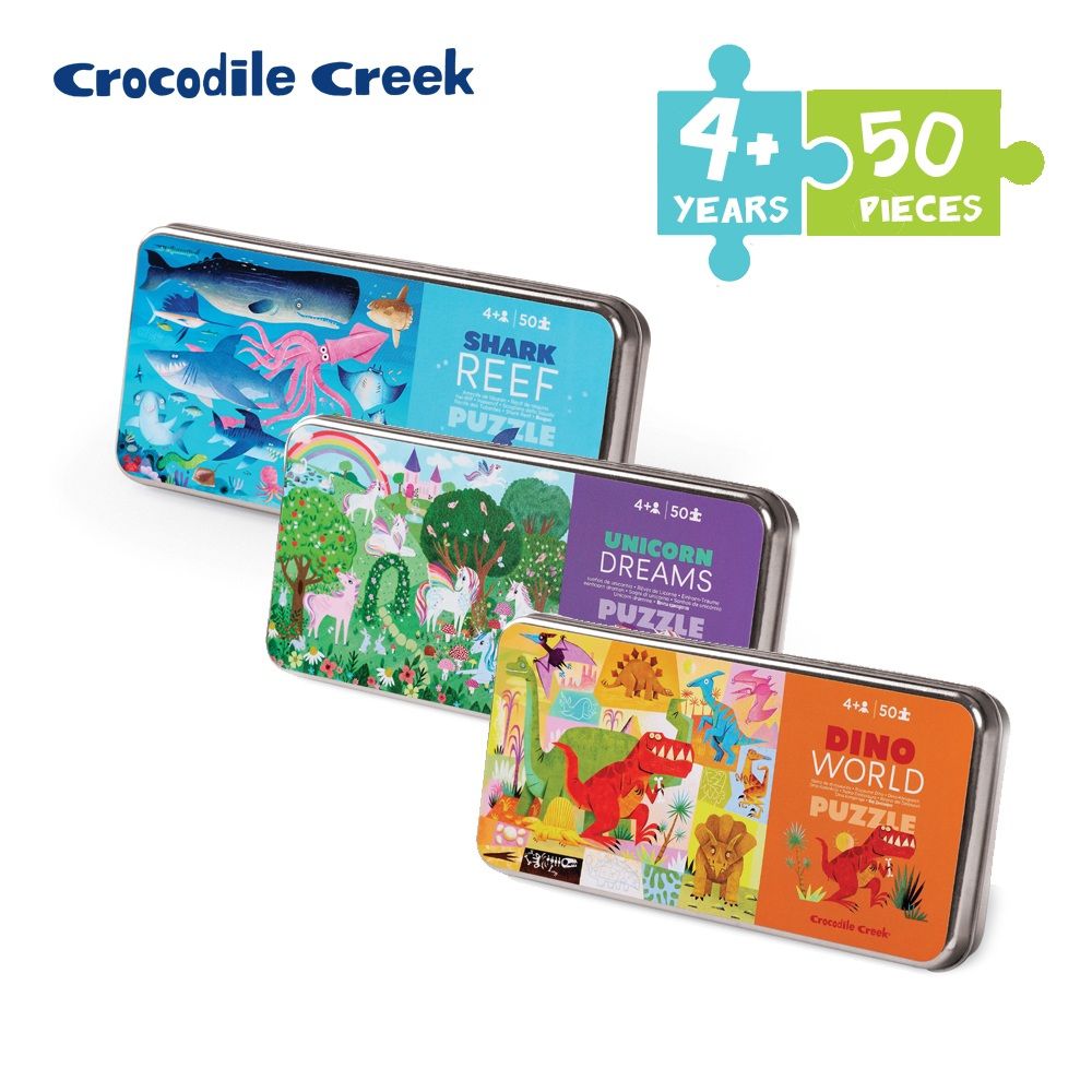 Crocodile Creek - 鐵盒童趣拼圖-鯊魚世界-50片-4歲以上