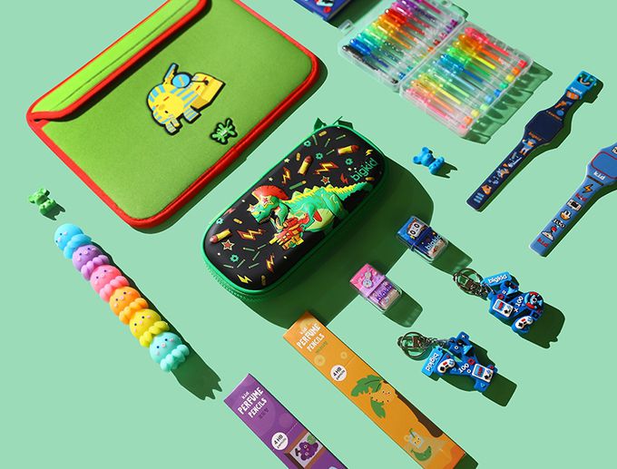 韓國 bigkid - 雙拉鍊大開口鉛筆盒-射擊暴龍-黑X綠 (22*10*5cm)