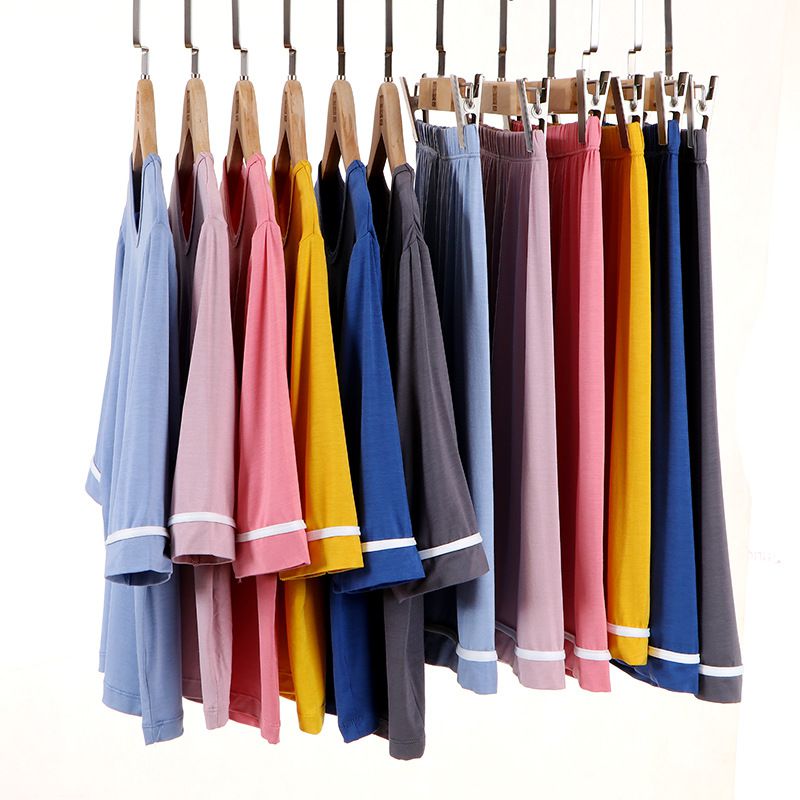 MAMDADKIDS - 素色透氣七分袖套裝/家居服-藕粉色