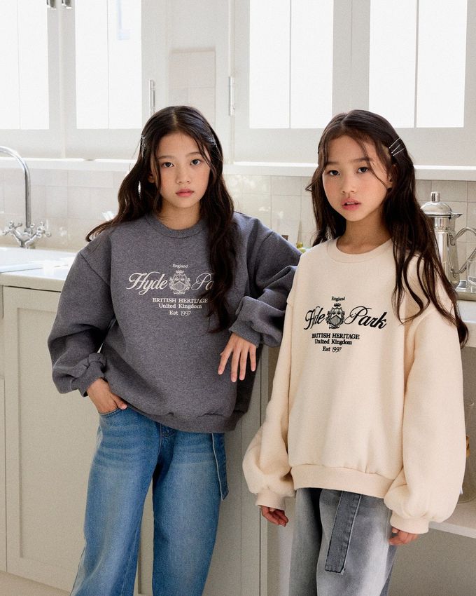 韓國 sm2 - (內磨毛)學院風格長袖大學T-灰