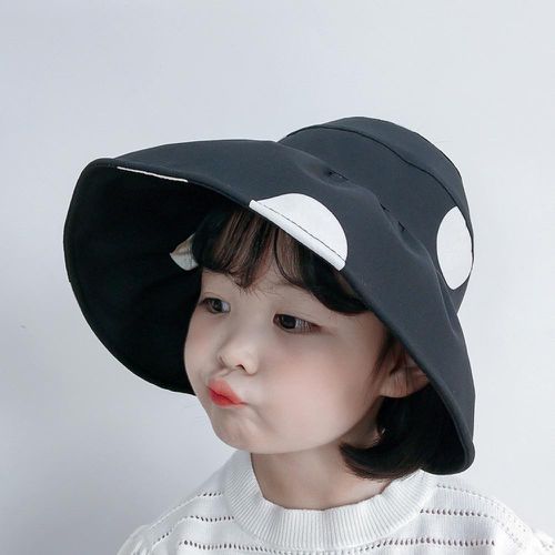 兒童薄款空頂遮陽帽-大點點-黑色 (50-52CM)