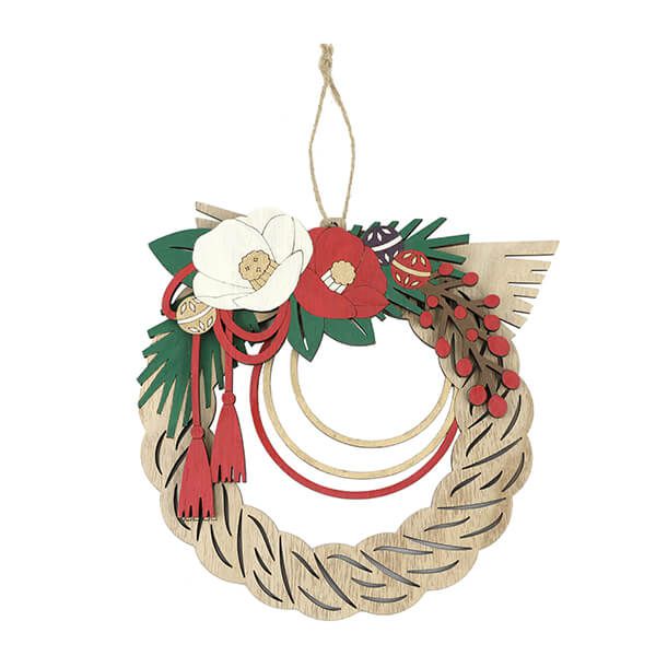 日本代購 - 木製日本新年擺飾/掛飾-注連繩 (W22.5×H22×D1.3cm)