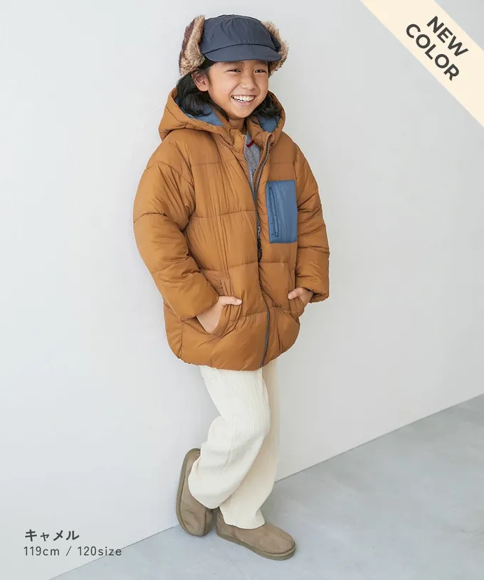 日本 devirock - 輕暖防風配色科技羽絨外套(帽可拆)-焦糖棕