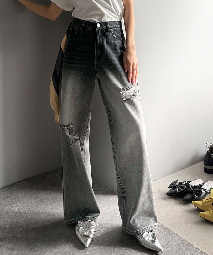 日本 Classical Elf - Java 率性有型刷破寬版丹寧褲-漂白藍