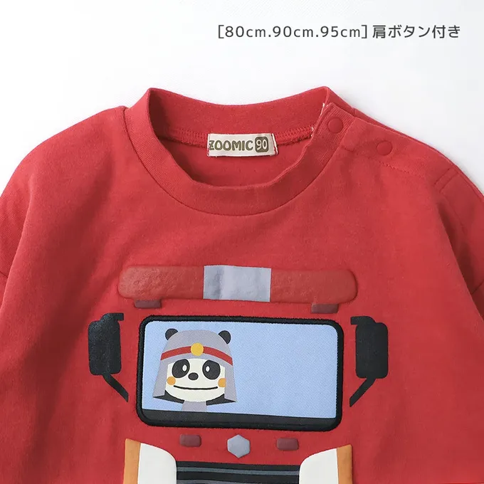 日本 ZOOLAND - 熊熊救援隊 車車印花長袖上衣-警車-白