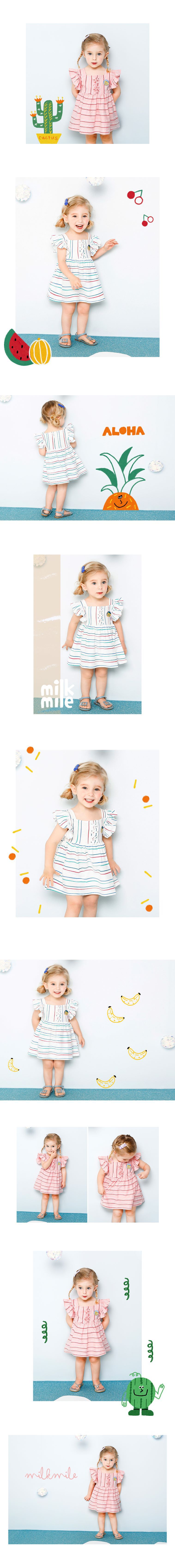 韓國 milk mile - 粉紅天使荷葉袖洋裝