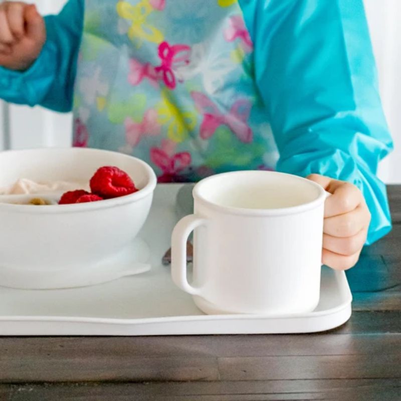 美國 green sprouts - 小綠芽超防滑寶寶學習吃飯矽膠耐熱學習餐盤/餐墊-純白