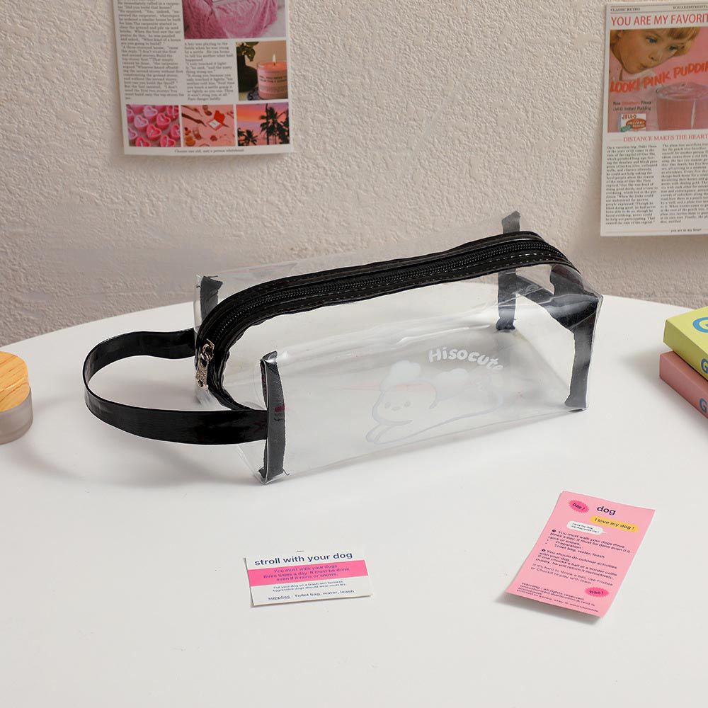 防水果凍透明收納袋/化妝包-黑色 (19.5×10×8cm)