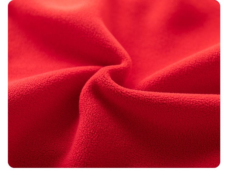 加絨喜氣洋洋半高領長袖上衣-年獸小口袋-紅色