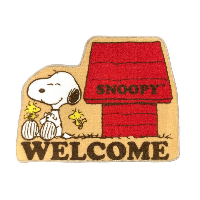 史努比 - SNOOPY造型短絨 止滑腳踏地墊地毯-黃色紅屋