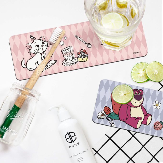 收納王妃 - 迪士尼 Disney 菱格系列【菱格維尼】珪藻土軟式吸水洗漱墊 吸水墊 杯墊24x8x0.5cm