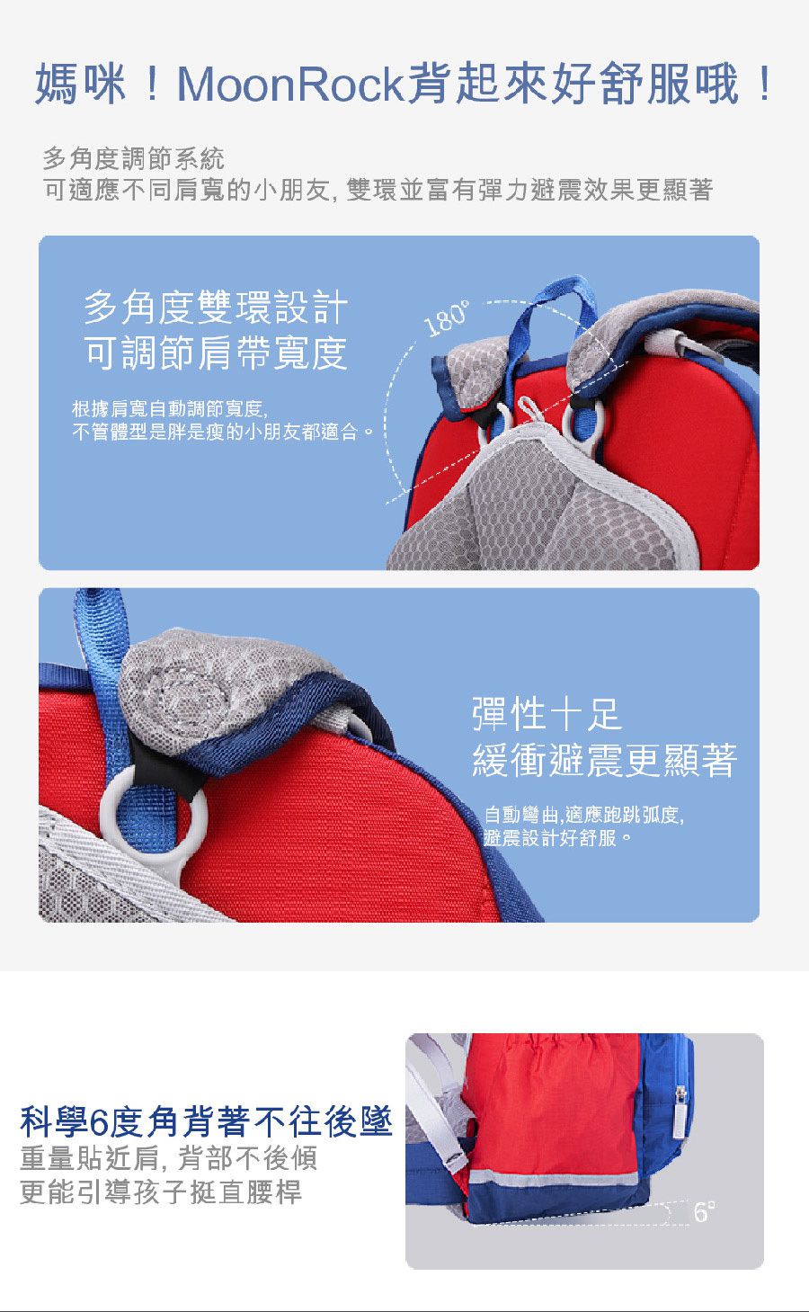 MoonRock - 護脊書包-SP200P 太空漫遊-藍色成長型護脊書包 建議身高120-160cm-21L