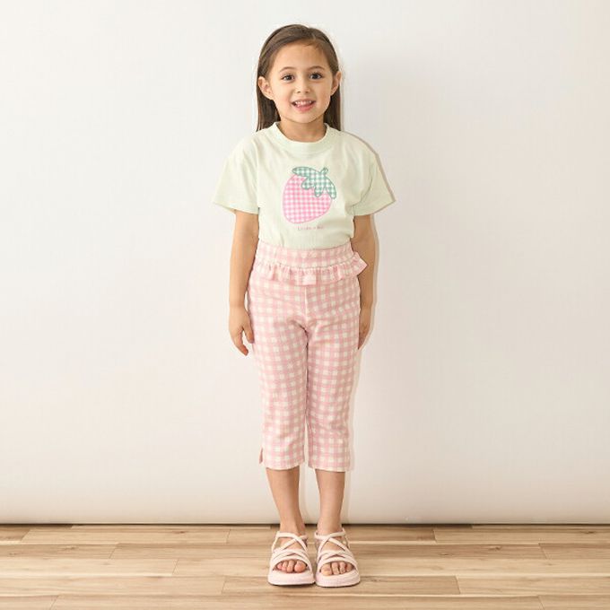 日本 Lycee mine - 純棉百搭印花短袖上衣-格紋花朵-薰衣草