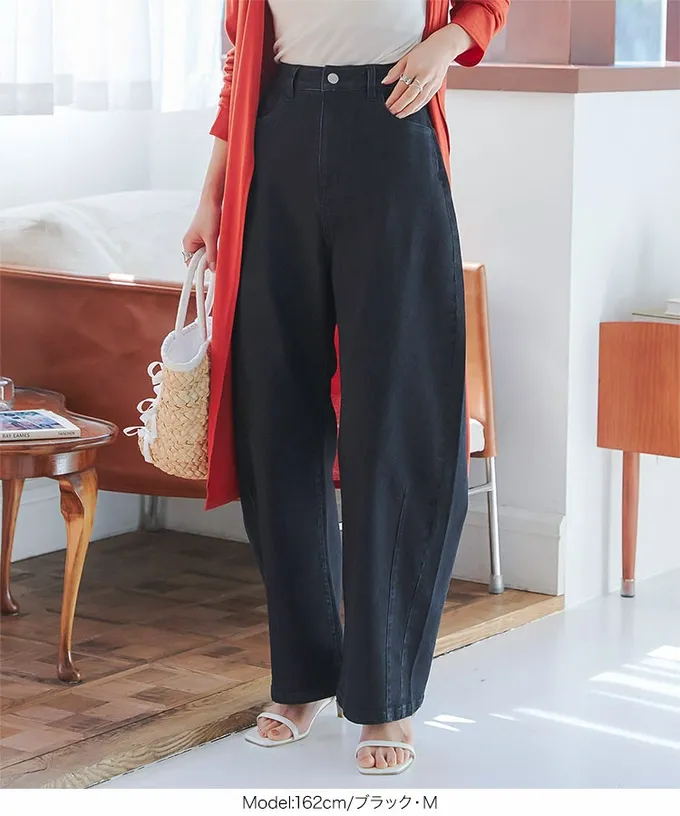 日本 Kobe Lettuce - 接觸冷感 時尚曲線錐型牛仔褲-(可選長度)-白