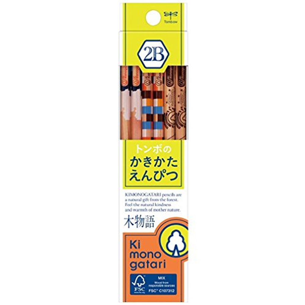 日本文具 TOMBOW - 蜻蜓牌 FSC認證木材製六角鉛筆12支(2B)-木物語黃綠
