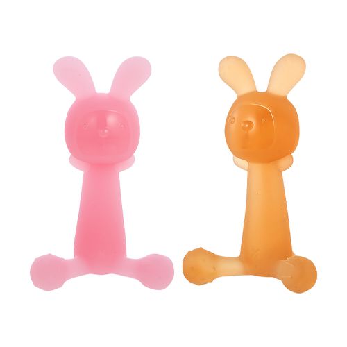 JoyNa - 小兔子牙膠 磨牙棒 軟膠 安撫玩具 抓握訓練-顏色隨機出貨1入 (9.5*5.5cm)