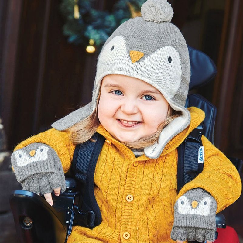 英國 JoJo Maman BeBe - 保暖細緻羊毛手套-灰企鵝