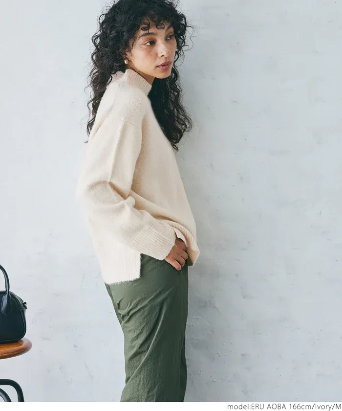 日本 COCA - ふあふあ 柔軟百搭針織毛衣-小立領-淺粉