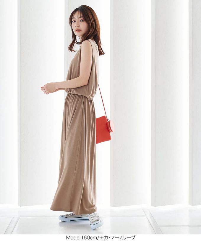 日本 Kobe Lettuce - 超藏肉！前後2way領百搭洋裝(袖形可選)-粉紫灰