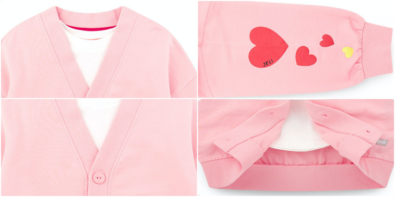 韓國 Jelispoon - 紅色愛心單排釦小外套-深藍