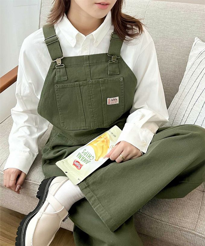 日本 Classical Elf - 美式經典百搭吊帶褲-奶油杏