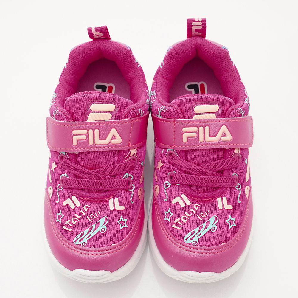 FILA - 半氣墊彈力印花運動鞋(中大童段)-桃