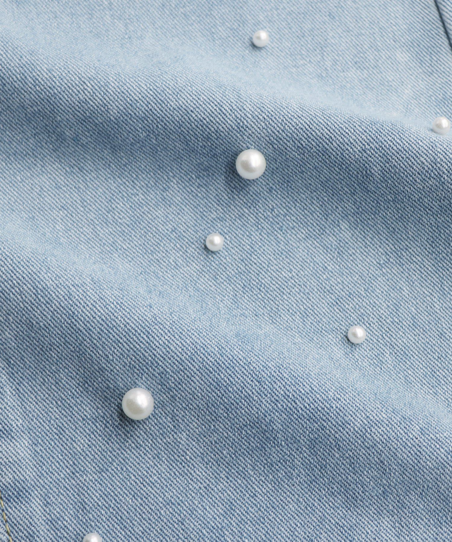 日本 BLUE EAST - 熱銷款 時尚珍珠點綴牛仔褲-B款-靛藍