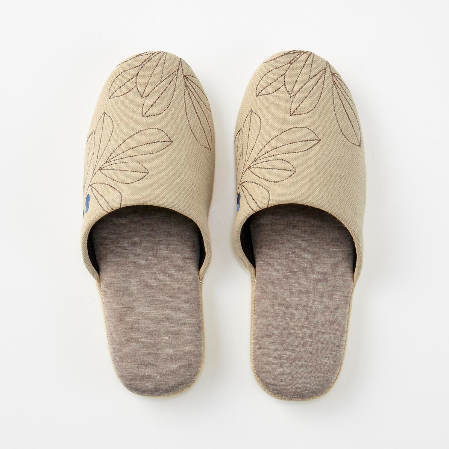 日本千趣會 - 可機洗 刺繡典雅室內拖-自然之樹-深藍