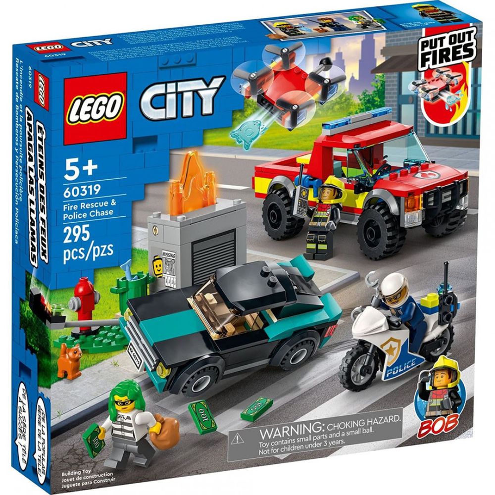 樂高積木 LEGO《 LT60319》City 城市系列 - 消防救援和警察追捕行動-295pcs