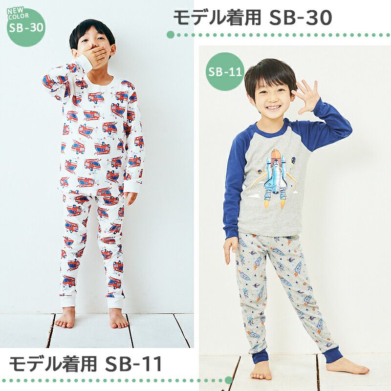 日本 Ho-ho kids - 100%純棉長袖兒童睡衣/家居服-閃耀星星-白x藍