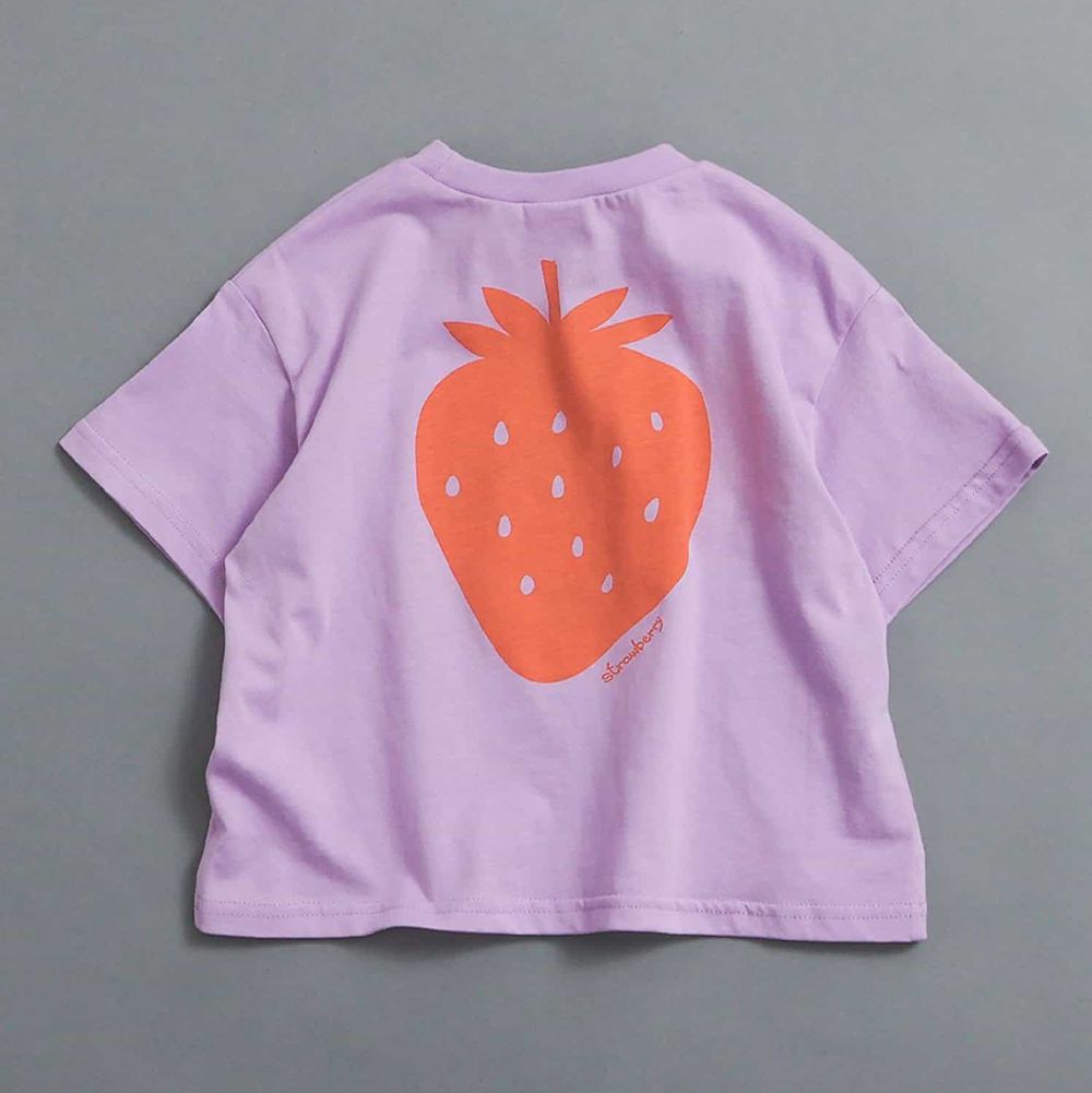 100%棉 美式印花短袖上衣-素色-薰衣草