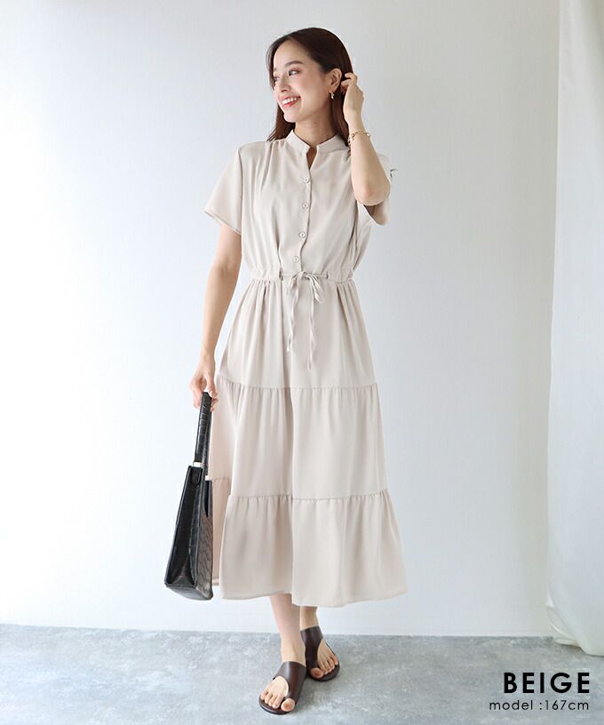 日本 BLUE EAST - 氣質小V領排釦短袖洋裝-木春菊-水藍 (M(Free))