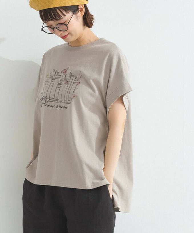 日本 Lupilien - 純棉知性印花法式袖T恤-黑