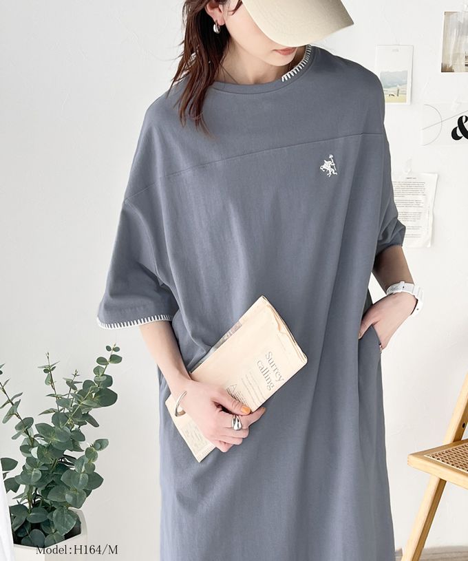 日本 Classical Elf - Java 純棉logo刺繡休閒素面洋裝-黑