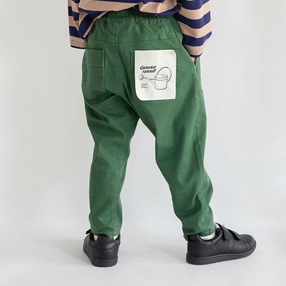 大好評彈性百搭錐形長褲-素色-草綠