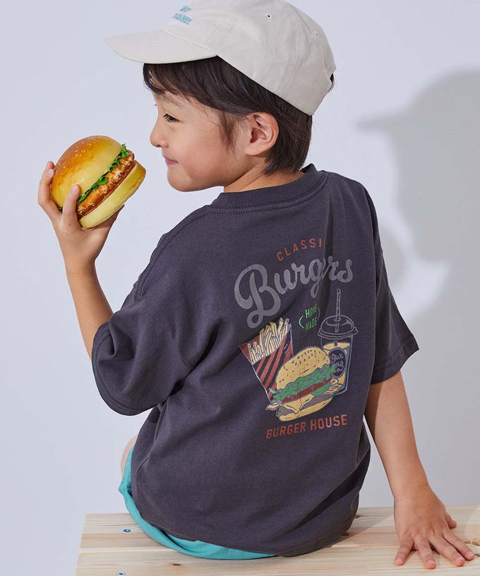 日本 devirock - 100%棉 定番印花寬版短袖上衣-科州山川-灰藍