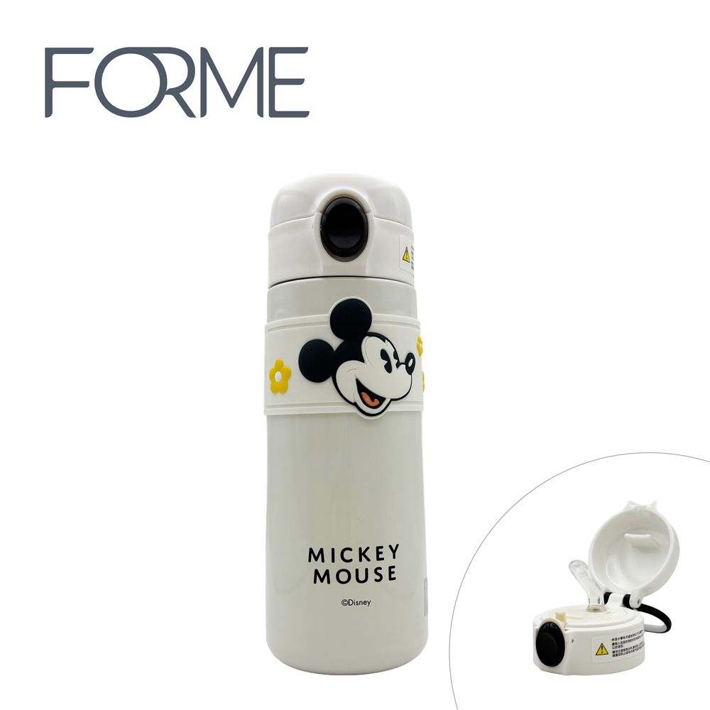 正版授權不鏽鋼保溫 悅飲杯系列 吸管 彈跳杯 500ml - 米奇_白 (500ml)