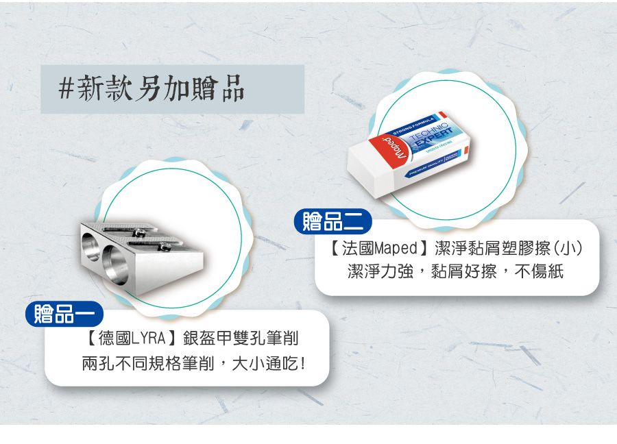 德國LYRA - Groove三角洞洞鉛筆6入 (湖水綠)+LYRA 銀盔甲雙孔筆削+法國Maped潔淨黏屑塑膠擦