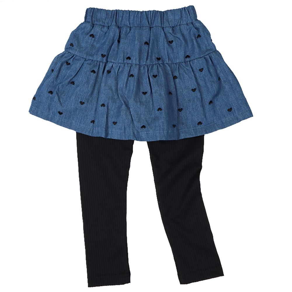 10分牛仔褲裙-刺繡-藍色