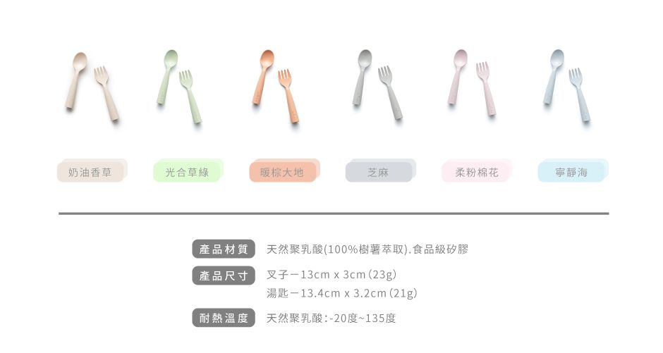 美國Miniware - My First! 天然聚乳酸叉匙組 - 寧靜海藍