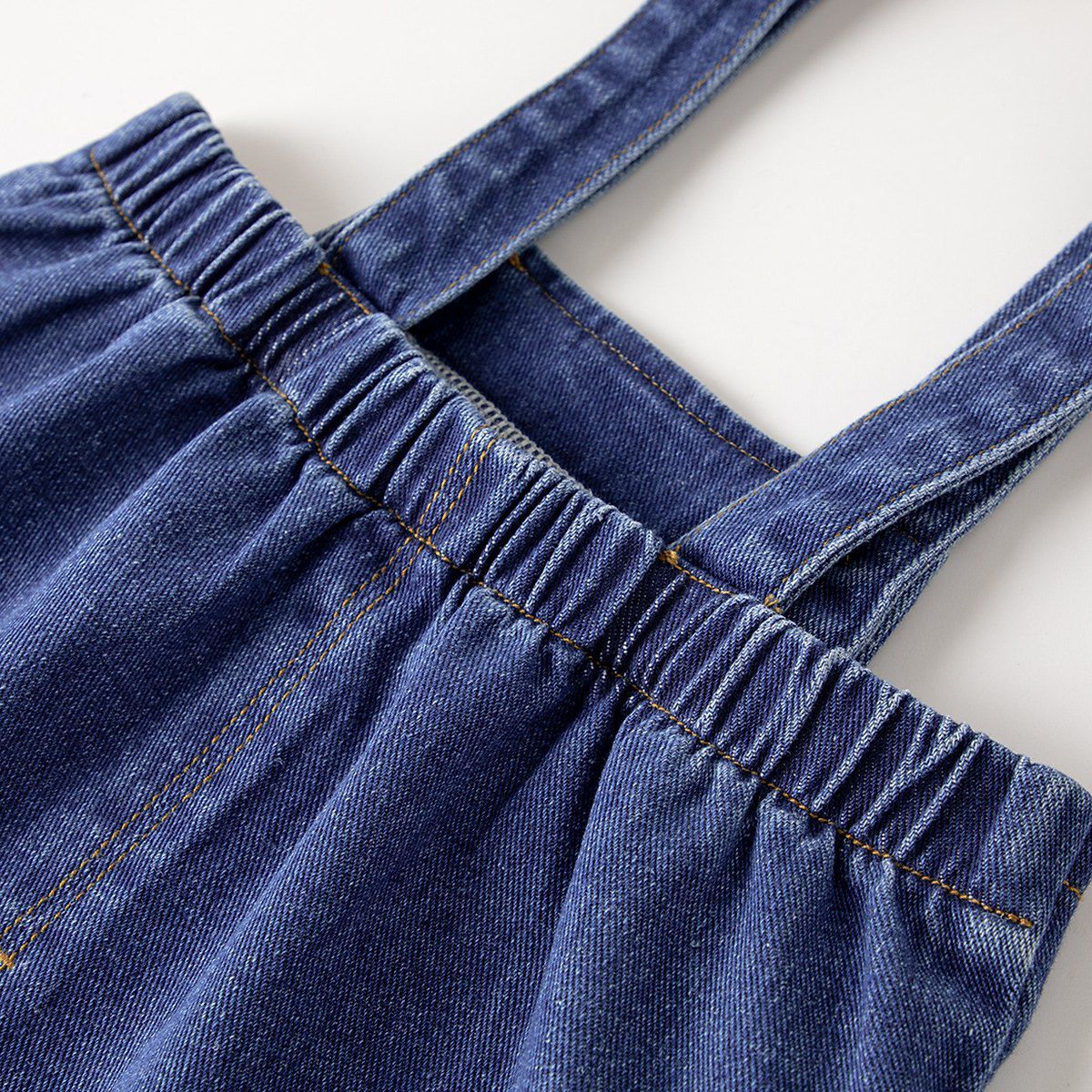 牛仔吊帶短褲-藍色